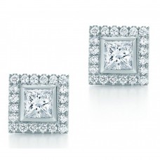 2.00 ct ttw Princess Cut Diamond Stud Earrings With Accented Diamonds 2.00 ct ttw Princess Cut Diamond Stud Earrings With Accented Diamonds