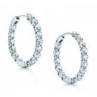 4.00 ct ttw Ladies Round Cut Diamond Inside Outside Hoop Earrings 4.00 ct ttw Ladies Round Cut Diamond Inside Outside Hoop Earrings