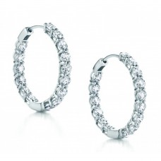 4.00 ct ttw Ladies Round Cut Diamond Inside Outside Hoop Earrings 4.00 ct ttw Ladies Round Cut Diamond Inside Outside Hoop Earrings