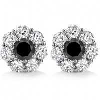 2.00 ct Round Cut Black Diamond Studs Earrings 14 kt White Gold