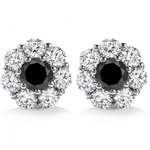 2.00 ct Round Cut Black Diamond Studs Earrings 14 kt White Gold 2.00 ct Round Cut Black Diamond Studs Earrings 14 kt White Gold