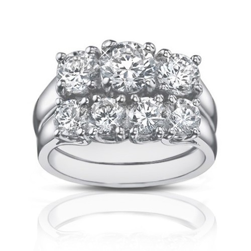 2.25 Ct Three Stone Round Diamond Engagement Ring With Wedding Band 2.25 Ct Three Stone Round Diamond Engagement Ring With Wedding Band