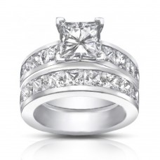 4.50 Ct Princess Cut Diamond Engagement Ring Set In Channel Setting 4.50 Ct Princess Cut Diamond Engagement Ring Set In Channel Setting