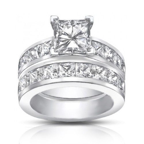 4.50 Ct Princess Cut Diamond Engagement Ring Set In Channel Setting 4.50 Ct Princess Cut Diamond Engagement Ring Set In Channel Setting