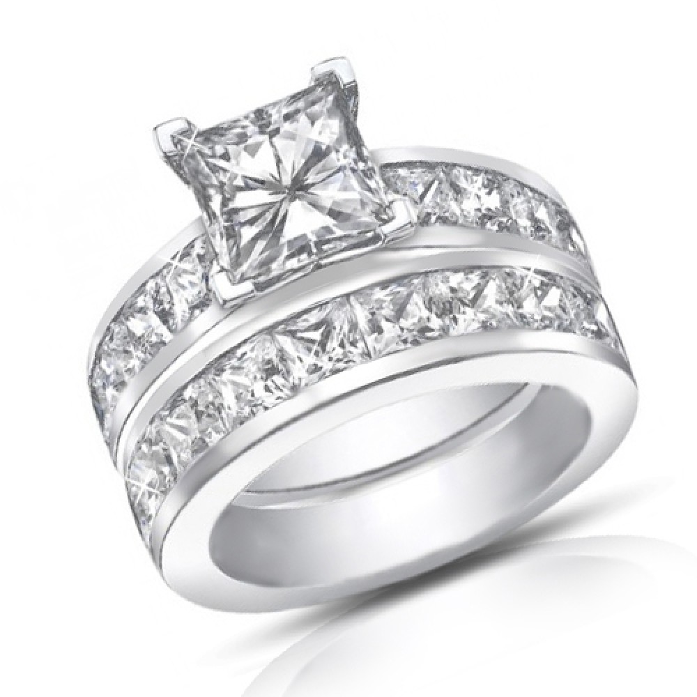 4 50 Ct Princess  Cut Diamond Engagement  Ring  Set  In 