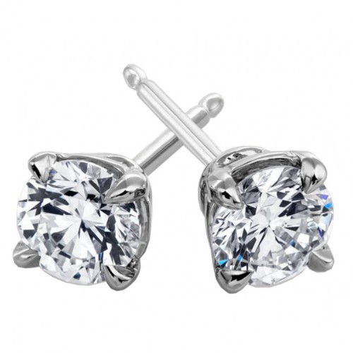 2.00 ct Round Cut Cubic Zirconia Stud Earrings in Push Back 2.00 ct Round Cut Cubic Zirconia Stud Earrings in Push Back