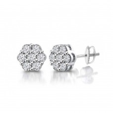 2.00 ct Flower Set Round Cut Cubic Zirconia Stud Earrings in Screw Back 2.00 ct Flower Set Round Cut Cubic Zirconia Stud Earrings in Screw Back
