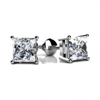 2.00 ct Princess Cut Cubic Zirconia Stud Earrings in Screw Back