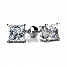 2.00 ct Princess Cut Cubic Zirconia Stud Earrings in Screw Back 2.00 ct Princess Cut Cubic Zirconia Stud Earrings in Screw Back