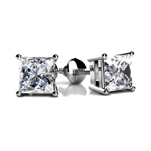 2.00 ct Princess Cut Cubic Zirconia Stud Earrings in Screw Back 2.00 ct Princess Cut Cubic Zirconia Stud Earrings in Screw Back