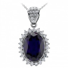11.83 Ct Ladies Oval Shape Sapphire & Round Cut Diamond Pendant Necklace 11.83 Ct Ladies Oval Shape Sapphire & Round Cut Diamond Pendant Necklace