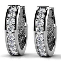 1.50 ct Round Cut Diamond Hoop Huggie Earrings in Prong Setting 1.50 ct Round Cut Diamond Hoop Huggie Earrings in Prong Setting