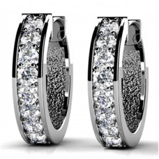 1.50 ct Round Cut Diamond Hoop Huggie Earrings in Prong Setting 1.50 ct Round Cut Diamond Hoop Huggie Earrings in Prong Setting