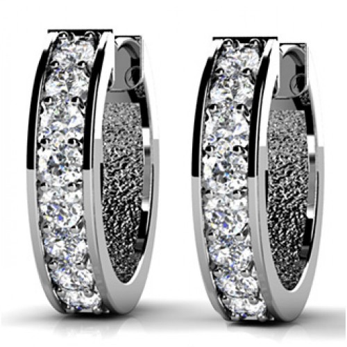 1.50 ct Round Cut Diamond Hoop Huggie Earrings in Prong Setting 1.50 ct Round Cut Diamond Hoop Huggie Earrings in Prong Setting