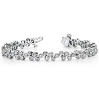 3.50 ct Ladies Round Cut Diamond Tennis Bracelet In Bezel Setting In 14 kt White Gold 3.50 ct Ladies Round Cut Diamond Tennis Bracelet In Bezel Setting In 14 kt White Gold