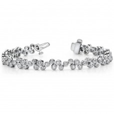 3.50 ct Ladies Round Cut Diamond Tennis Bracelet In Bezel Setting In 14 kt White Gold 3.50 ct Ladies Round Cut Diamond Tennis Bracelet In Bezel Setting In 14 kt White Gold