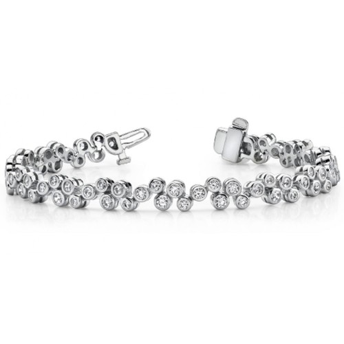 3.50 ct Ladies Round Cut Diamond Tennis Bracelet In Bezel Setting In 14 kt White Gold 