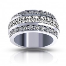 3.00 ct Ladies Three Row Round And Princess Cut Diamond Anniversary Wedding Band 3.00 ct Ladies Three Row Round And Princess Cut Diamond Anniversary Wedding Band