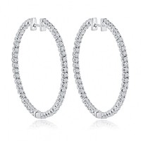 4.00 ct Round Cut Diamond Inside Outside Hoop Earrings 4.00 ct Round Cut Diamond Inside Outside Hoop Earrings