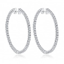 4.00 ct Round Cut Diamond Inside Outside Hoop Earrings 4.00 ct Round Cut Diamond Inside Outside Hoop Earrings
