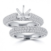 2.50 ct Ladies Round Cut Diamond Semi Mounting Set Engagement Ring in 14 kt White Gold 2.50 ct Ladies Round Cut Diamond Semi Mounting Set Engagement Ring in 14 kt White Gold