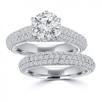 3.25 ct Ladies Round Cut Diamond Engagement Ring Set in 14 kt White Gold Pave Set 3.25 ct Ladies Round Cut Diamond Engagement Ring Set in 14 kt White Gold Pave Set