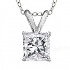 1.00 Ct Ladies Princess Cut Diamond Solitaire Pendant Necklace 1.00 Ct Ladies Princess Cut Diamond Solitaire Pendant Necklace