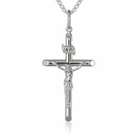Crucifix Cross Pendant Necklace in 925 kt Sterling Silver with 16 inch Link Chain Crucifix Cross Pendant Necklace in 925 kt Sterling Silver with 16 inch Link Chain