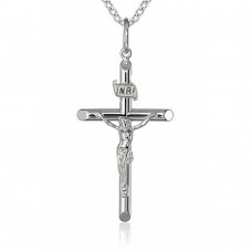 Crucifix Cross Pendant Necklace in 925 kt Sterling Silver with 16 inch Link Chain Crucifix Cross Pendant Necklace in 925 kt Sterling Silver with 16 inch Link Chain
