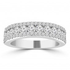 1.16 ct Ladies Three Row Round Cut Diamond Wedding Band in 14 kt White Gold 1.16 ct Ladies Three Row Round Cut Diamond Wedding Band in 14 kt White Gold