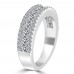1.16 ct Ladies Three Row Round Cut Diamond Wedding Band in 14 kt White Gold