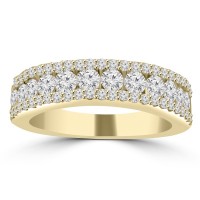 1.16 ct Ladies Three Row Round Cut Diamond Wedding Band in 14 kt Yellow Gold 1.16 ct Ladies Three Row Round Cut Diamond Wedding Band in 14 kt Yellow Gold