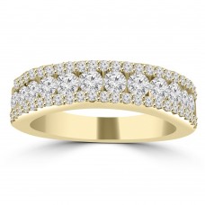 1.16 ct Ladies Three Row Round Cut Diamond Wedding Band in 14 kt Yellow Gold 1.16 ct Ladies Three Row Round Cut Diamond Wedding Band in 14 kt Yellow Gold