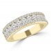 1.16 ct Ladies Three Row Round Cut Diamond Wedding Band in 14 kt Yellow Gold