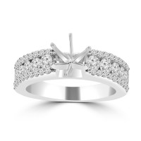 1.09 ct Ladies Three Row Round Cut Diamond Semi Mounting Ring in 14 kt White Gold 1.09 ct Ladies Three Row Round Cut Diamond Semi Mounting Ring in 14 kt White Gold