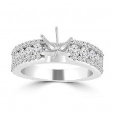 1.09 ct Ladies Three Row Round Cut Diamond Semi Mounting Ring in 14 kt White Gold 1.09 ct Ladies Three Row Round Cut Diamond Semi Mounting Ring in 14 kt White Gold