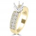 1.09 ct Ladies Three Row Round Cut Diamond Semi Mounting Ring in 14 kt Yellow Gold 1.09 ct Ladies Three Row Round Cut Diamond Semi Mounting Ring in 14 kt Yellow Gold
