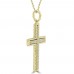 1.61 ct t.w. Round Cut Diamond Cross Pendant Necklace in 14 kt Yellow Gold 1.61 ct t.w. Round Cut Diamond Cross Pendant Necklace in 14 kt Yellow Gold
