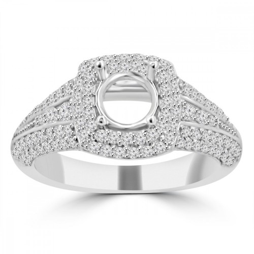 1.27 ct Ladies Round Cut Diamond Semi Mounting Engagement Ring in 14 kt White Gold