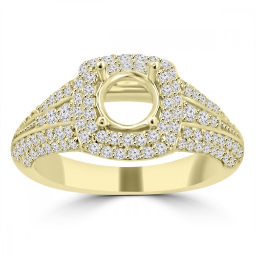 1.27 ct Ladies Round Cut Diamond Semi Mounting Engagement Ring in 14 kt Yellow Gold