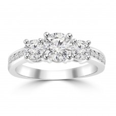 1.97 ct Ladies Three Stone Round Cut Diamond Engagement Ring in 14 kt White Gold 1.97 ct Ladies Three Stone Round Cut Diamond Engagement Ring in 14 kt White Gold