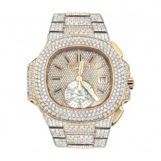 PATEK PHILIPPE NAUTILUS ICED OUT DIAMOND WATCH FOR MEN 35CT 18K ROSE GOLD PATEK PHILIPPE NAUTILUS ICED OUT DIAMOND WATCH FOR MEN 35CT 18K ROSE GOLD