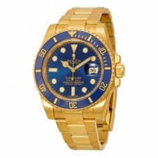 Submariner Blue Dial 18K Yellow Gold Oyster Bracelet Automatic Men's Watch