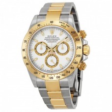 Cosmograph Daytona White Dial Stainless Steel and 18K Yellow Gold Oyster Bracelet Bracelet Automatic Men's Watch Cosmograph Daytona White Dial Stainless Steel and 18K Yellow Gold Oyster Bracelet Bracelet Automatic Men's Watch