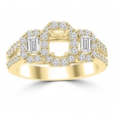 1.01 ct Ladies Round and Baguette Cut Diamond Semi Mounting Engagement Ring in 14 kt Yellow Gold 1.01 ct Ladies Round and Baguette Cut Diamond Semi Mounting Engagement Ring in 14 kt Yellow Gold