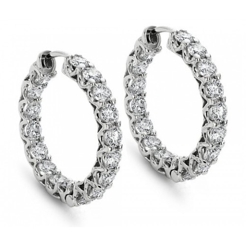 2.00 ct Round Cut Diamond Hoop Huggie Earrings