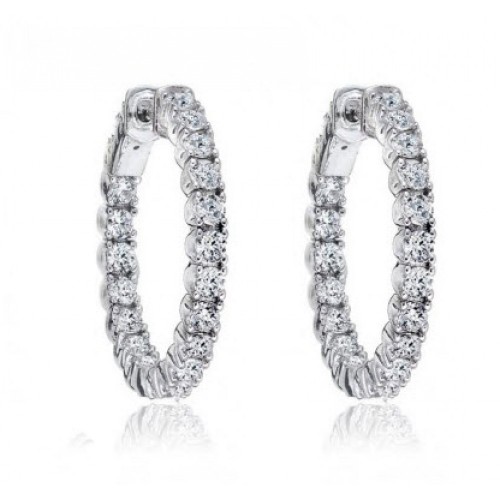 1.50 ct Ladies Round Cut Diamond Hoop Huggie Earrings 1.50 ct Ladies Round Cut Diamond Hoop Huggie Earrings